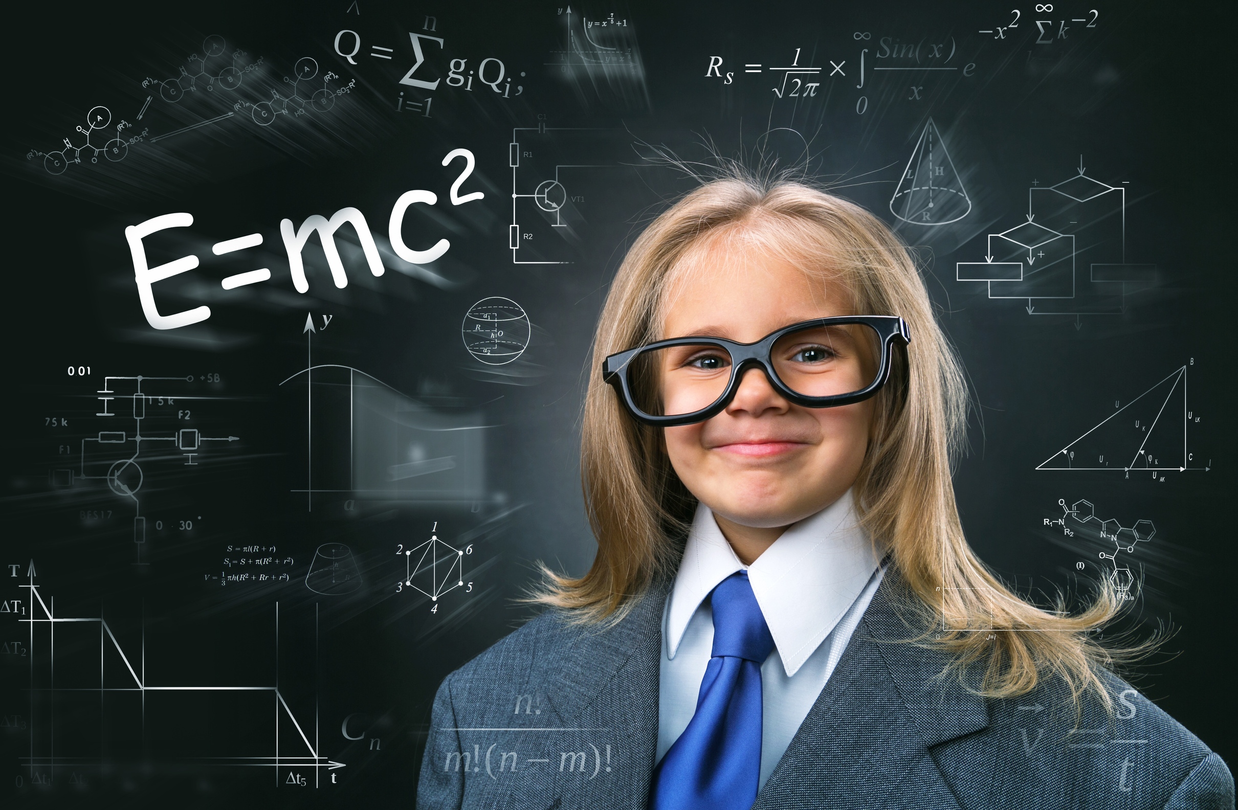 Funny Little Girl-Scientist